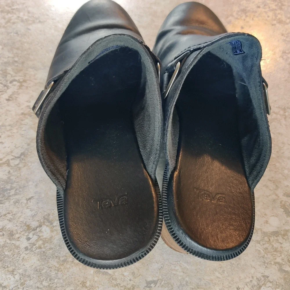 Teva Women's Foxy Sling-Back Clogs 1013674 Black Block Heels Shoes Size 8‎